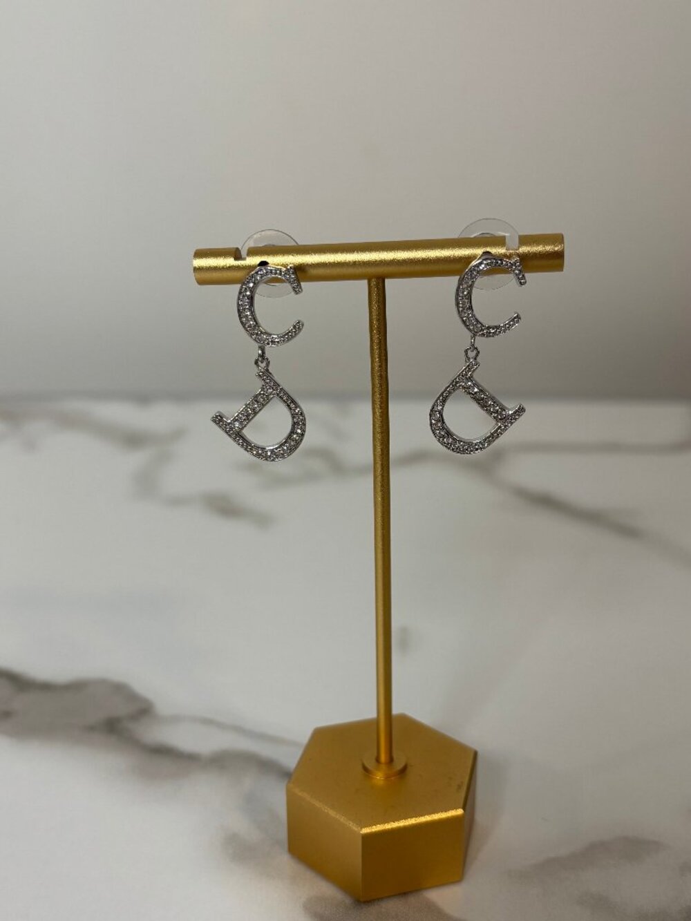 Dior Crystal CD Drop Earrings
